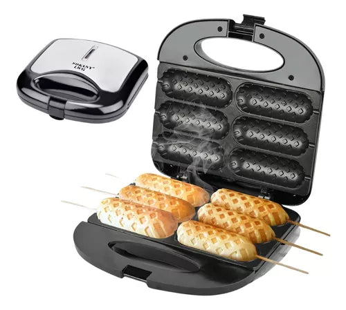 Máquina de Fazer Crepe e Hot Dog com 6 Furos Antiaderente 750W 110V - LGSK42